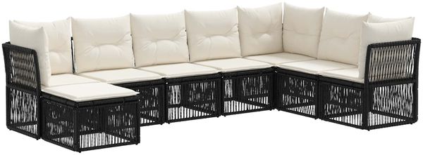 vidaXL Gartensofa-set 8 pcs Schwarz Poly-Rattan 3434314