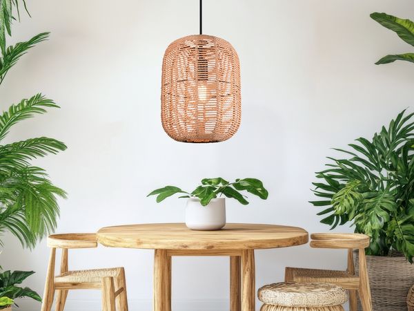 Hängelampe RUNA mit Lampenschirm geflochten aus Sisal, Ø 35cm