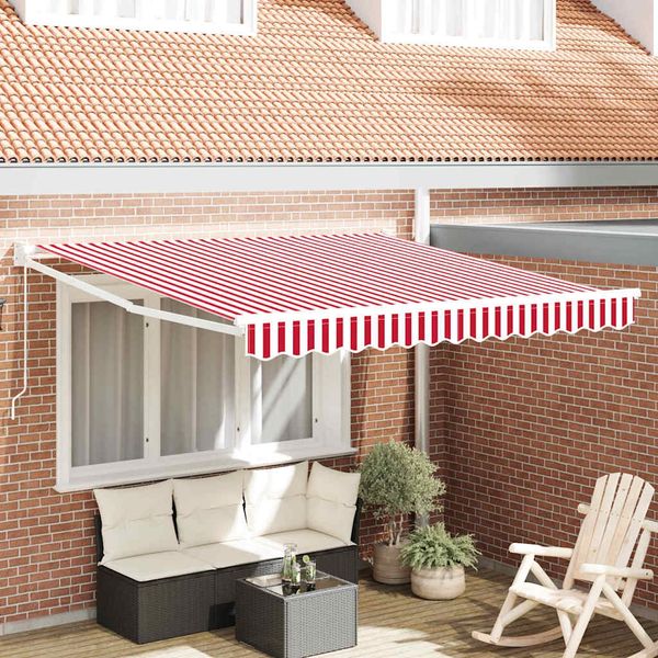 Einziehbare Markise, Sonnenmarkise Rot und Weiß 350 x 250 cm