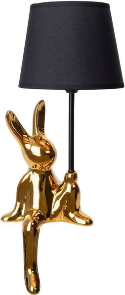 näve Tischleuchte Helge Hase, ohne Leuchtmittel, Osterhase, Keramikfuß, Textilschirm schwarz, Ostern, Tischlampe