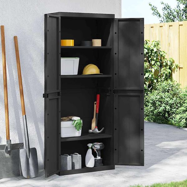 vidaXL Gartenschrank Schwarz 65x37x165 cm PP 364206