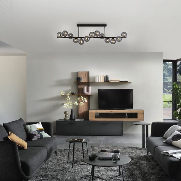 SCHÖNER WOHNEN-Kollektion LED Deckenleuchte LED Deckenlampe DUBAI, 13xG9, warmweiß, schwarz 13-flammig Rauchglas G9 wechselbar