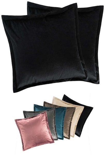 MOON Heimtextilien Kissenhülle 2er Pack 40x40 cm Kissenbezug edle Samt Optik Moon Flora