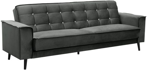 Sofa 3-Sitzer mit Bettfunktion Kaycee Samtvelours graphit