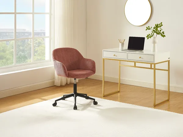 Vente-unique - MARENZIA Office chair StoffSamt Puderrosa - B 64 cm x H 87 cm77 cm x L 58 cm