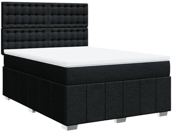 vidaXL Boxspringbett mit Matratze Schwarz 140x200 cm Stoff 3291707