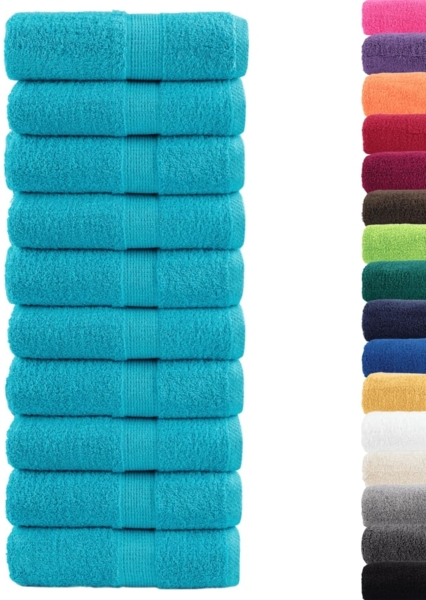 vidaXL Premium-Gästetücher SOLUND 10 Stk. Türkis 30x50 cm 600 g/m² 137448