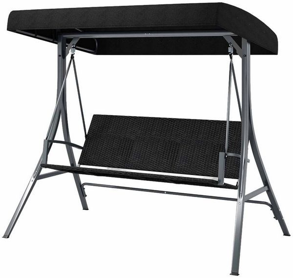 COSTWAY Hollywoodschaukel, 3-Sitzer, Gartenschaukel mit Ständer, 450 kg