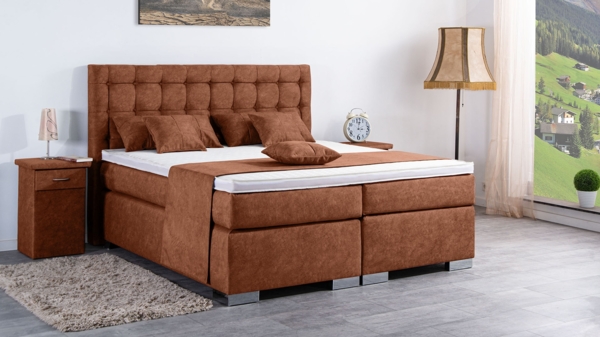 Meisterbetten Boxspringbett Lanz 240x200 in DS-Terrakota, Matratzenbezug Nano, Ergoflex-Topper Bild 3