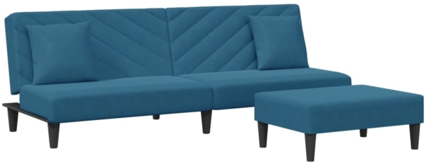 vidaXL 2-tlg. Sofagarnitur mit Kissen Blau Samt 3216261