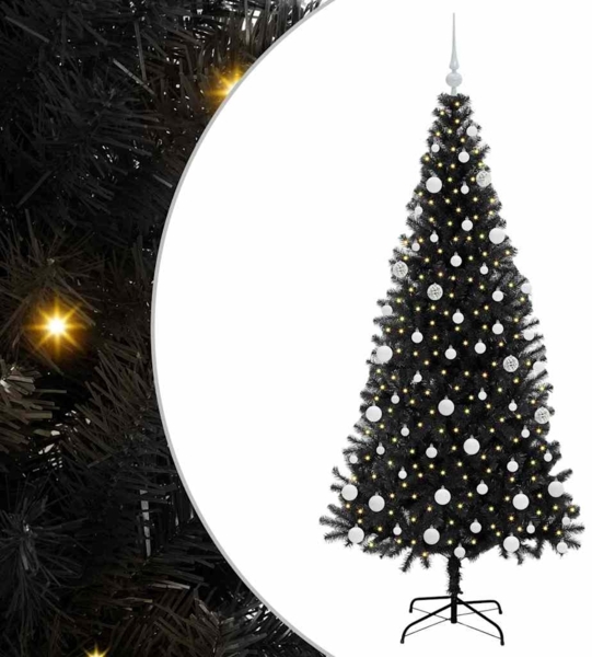 vidaXL Weihnachtsbaum mit 300 LEDs mit Ständer Schwarz 180 cm PVC 3396481