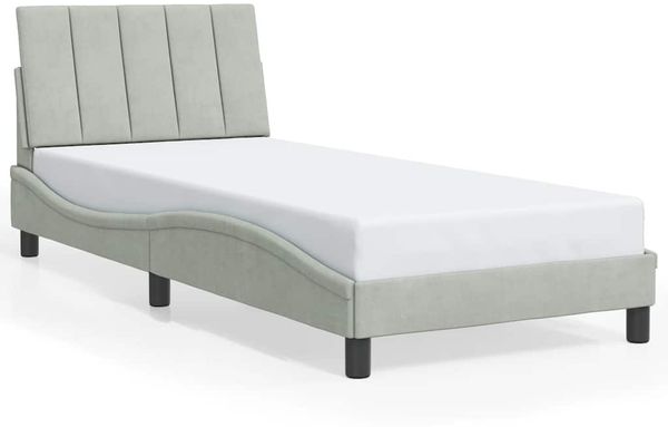 Einzelbettgestell Design für Erwachsene ohne Matratze Hellgrau 90x190 cm Samt d4995e