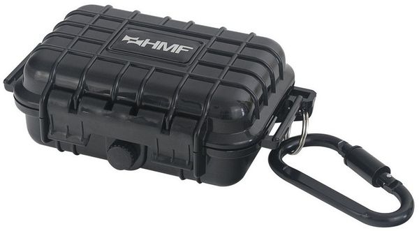 HMF Aufbewahrungsbox ODK500 Outdoor-Koffer klein (inkl. Karabinerhaken), wasserdichte Box für Boot und Freizeit, 19,8 x 10,5 x 6,4 cm, schwarz