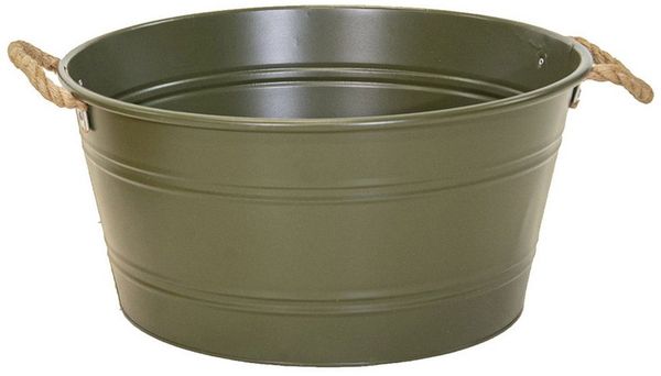 colourliving Blumentopf Pflanztopf "Beat" rund aus Metall mit Kordelgriffen, Seitliche Kordelgriffe aus Naturmaterial für einfaches Tragen