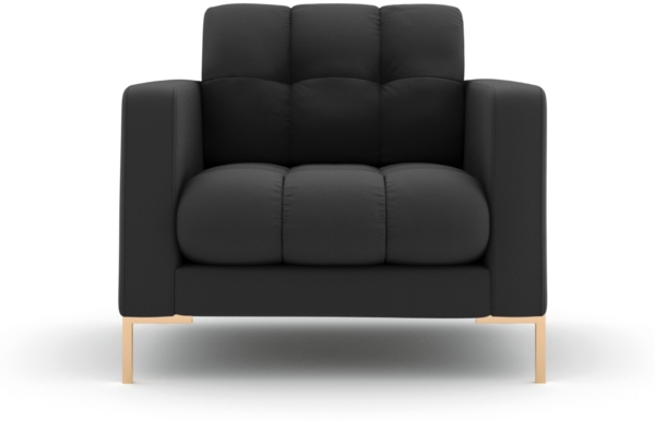 Micadoni Sessel Mamaia 1-Sitzer Strukturierter Stoff Neve Dunkelgrau goldene Beine Bild 1