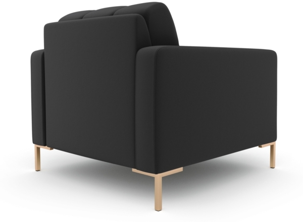 Micadoni Sessel Mamaia 1-Sitzer Strukturierter Stoff Neve Dunkelgrau goldene Beine Bild 3