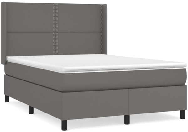 vidaXL Boxspringbett mit Matratze Grau 140x190 cm Kunstleder 3132439