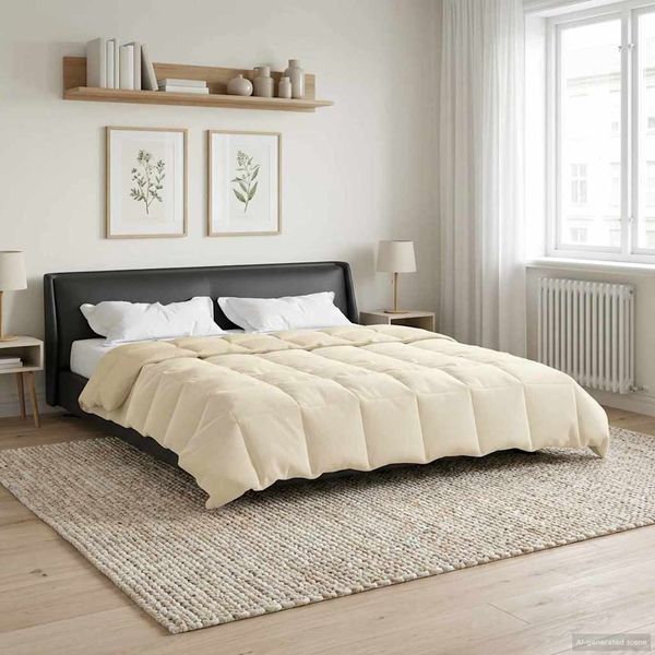 vidaXL Winterbettdecke Gepolstert Creme 200 x 240 cm Mikrofaser 42026149