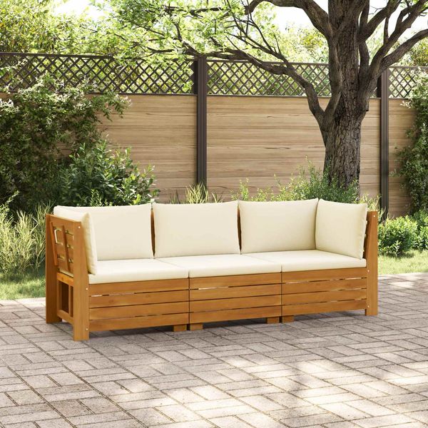 vidaXL Outdoor-Sofagarnitur mit Kissen 3 Stück Braun Massivholz Akazie 3403085