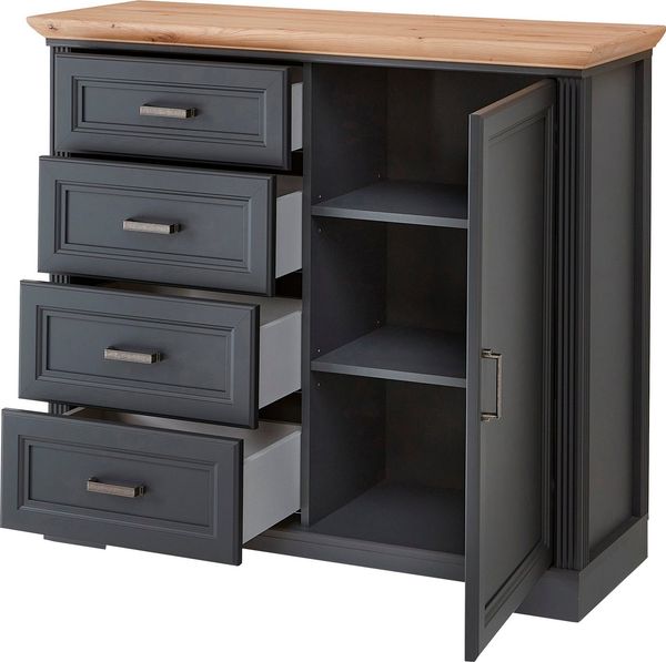 Stella Trading Jasmin Kommode in Graphit, Artisan Eiche Optik - Kommode im Landhausstil mit Schubladen und viel Stauraum - 115 x 102 x 41 cm (B/H/T) Bild 3
