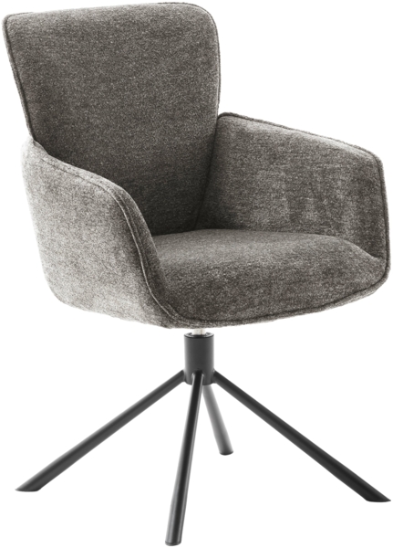 AMBER 4-Fuß Stuhl mit Armlehnen - 2er Set - Cappuccino / Schwarz matt lackiert