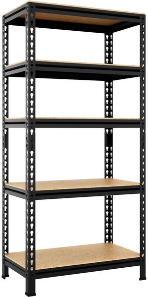 Yaheetech Standregal, Schwerlastregal Lagerregale Kellerregal, 5 verstellbare Ablagen, Stahl Schwarz, 150 x 30 x 70 cm