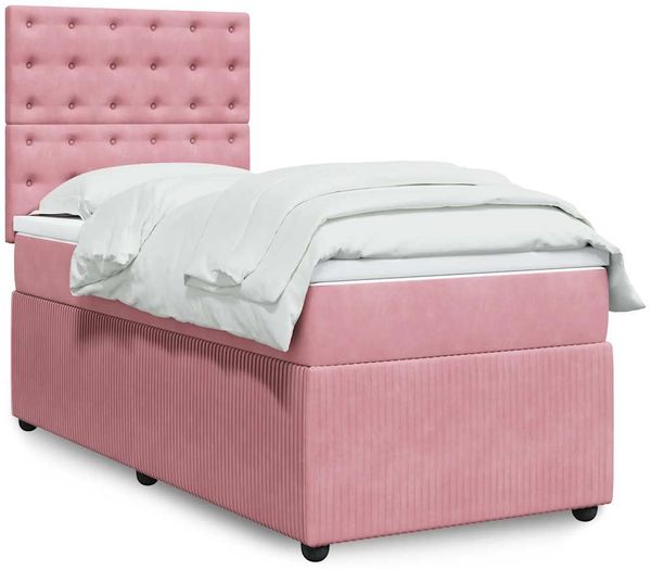 vidaXL Boxspringbett mit Matratze Rosa 80x200 cm Samt 3292207