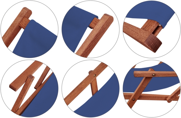 Gartenliege blau Liegestuhl Tisch Kissen Sonnenliege Strandstuhl Deckchair Buche 10-307 T KH Bild 7