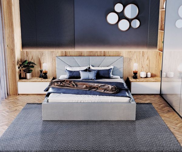 thematys Polsterbett Stauraumbett mit Velours 90x200, 120x200, 140x200, 160x200, 180x200cm (MADE IN EU - mit hochwertigem Velours Bezug, Bettrahmen, Bett, Optional mit Matratze bestellbar, mit großen gepolsterten Kopfteil, mit Bettkasten zum aufklappen...
