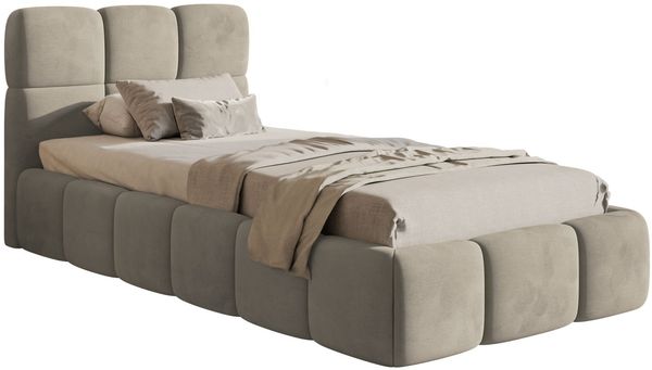 Selsey 'Cloudy' Polsterbett 90x200 cm, Bettkasten & Lattenrost, Samt Graubeige