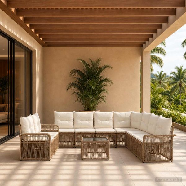 vidaXL Gartensofa-set 10 pcs Beige Poly-Rattan 3434874