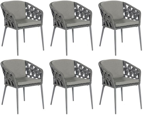 Sonnenpartner 6er-Set Gartensessel Fairmont Aluminium mit Polyrope schwarzgrau Gartenstuhl Sessel Bild 4