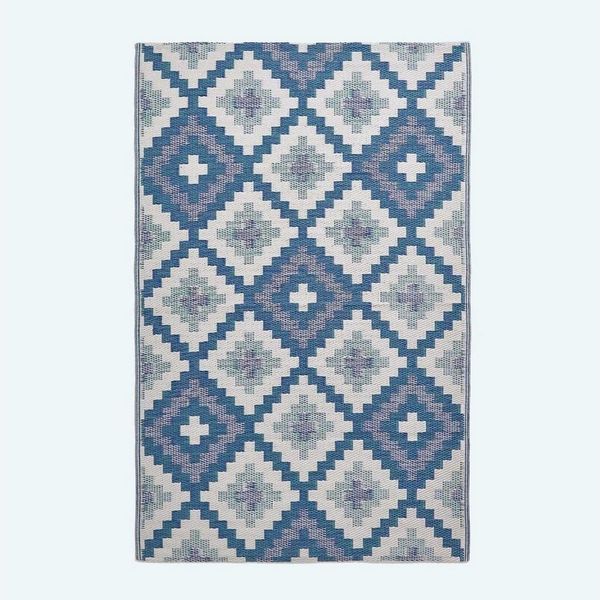 Homescapes Outdoorteppich Outdoor-Teppich Mia aus Polypropylen mit blauem Muster, 150x240 cm, Höhe: 20 mm