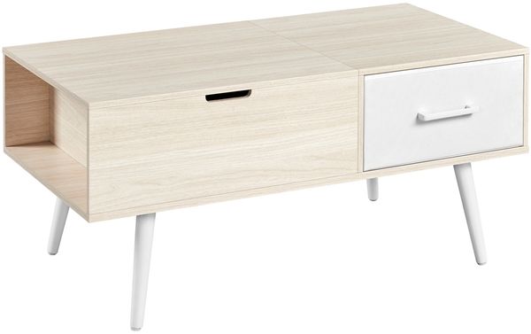 Yaheetech Couchtisch Kaffeetisch mit h?henverstellbarer Tischplatte & Schublade, Wohnzimmertisch Sofatisch Lift-Top-Design, für Wohnzimmer