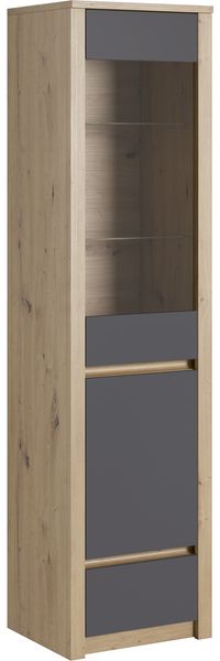 Standvitrine ""Malta"" Vitrinenschrank 50cm artisan eiche grau