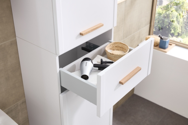 Pelipal Badmöbel-Set, Quickset 383, Weiß Matt - Waschbeckenunterschrank, Spiegelschrank, Hochschrank, Unterschrank, inkl. Füße Bild 6