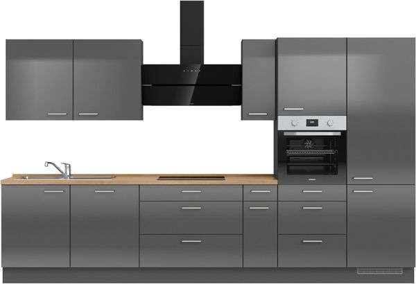 nobilia® Küchenzeile "Flash II", NEU: individuell anpassbar mit gratis Profi-Beratung, vormontiert, Breite 360 cm, Ausrichtung wählbar, wahlw. mit E-Geräten