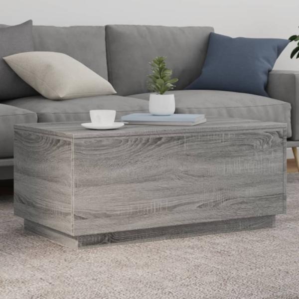 vidaXL Couchtisch mit LED-Leuchten Grau Sonoma 90x50x40 cm 839880