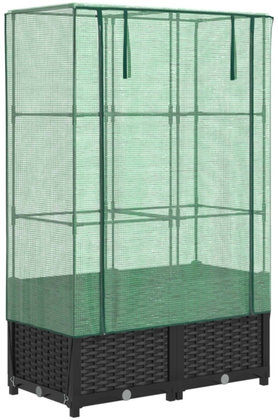 vidaXL Hochbeet mit Gewächshaus-Aufsatz Rattan-Optik 80x40x138 cm 4015814