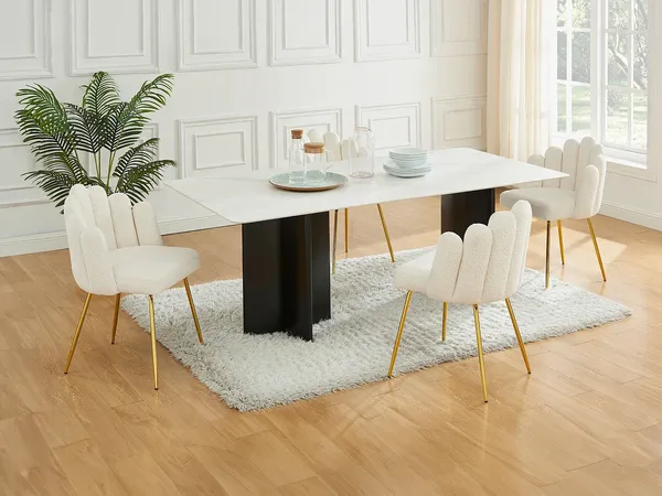Vente-unique - ALTINAM Stuhl Stoff Beige - B 57 cm x H 85 cm x L 55 cm