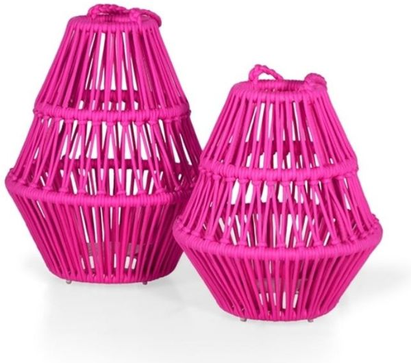 Casa Padrino Luxus Gartenlaternen Set Pink - Garten & Terrassen Deko Accessoires