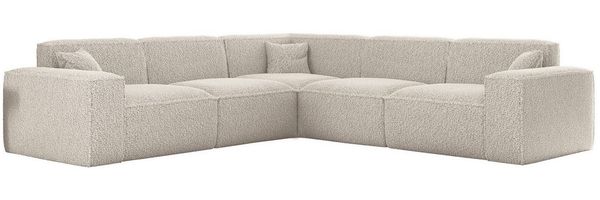 Ecksofa Designersofa CELES PREMIUM in Stoff Sven Altweiß Seite Universal