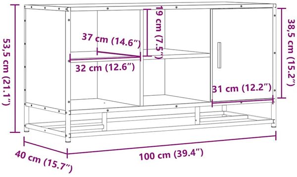 vidaXL Schuhbank Sonoma-Eiche 100x40x53,5 cm Holzwerkstoff und Metall 849215 Bild 12