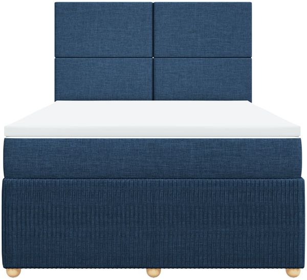 vidaXL Boxspringbett mit Matratze Blau 160x200 cm Stoff 3294406 Bild 6