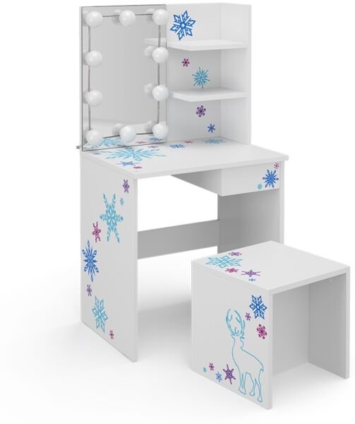 Kinder-Schminktisch Schneeflocke Weiß 54.8 cm mit LED Beleuchtung Vicco
