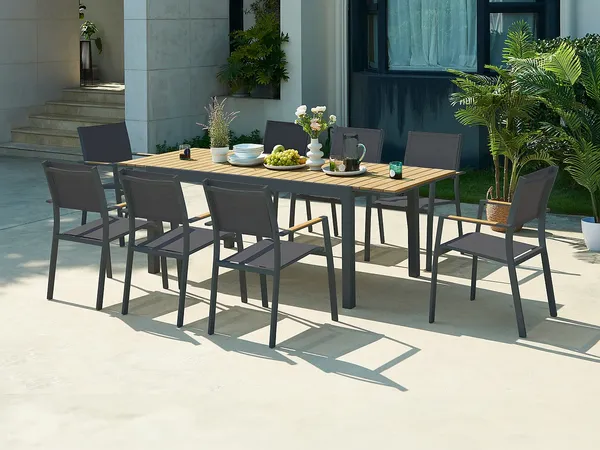 Vente-unique - MACILA Garden dining set Metall Grau - B 90 cm60 cm x H 74 cm89 cm x L 230 cm170 cm57 cm