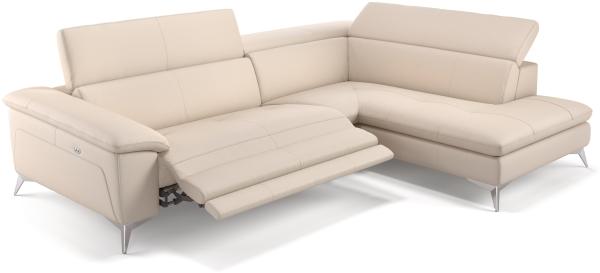 Sofanella Ledercouch STELLA Ledersofa Ecksofa Wohnlandschaft in Creme