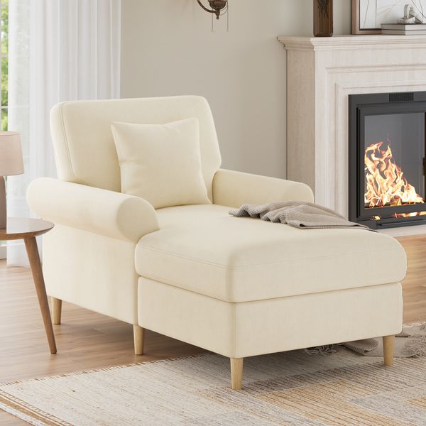 Gepolsterter Relaxsessel, klappbarer Schlafsessel, bequemer Lesesessel, Lounge-Sessel, XXL großer Lesesessel, samtbezogener Lounge-Sessel, Beige
