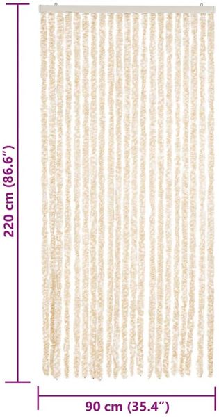 vidaXL Fliegenvorhang Beige und Weiß 90x220 cm Chenille 377342 Bild 7