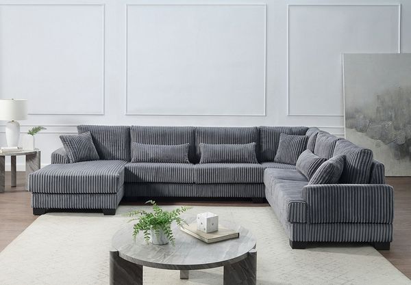 ATLANTIC home collection Wohnlandschaft Miron, U-Form, Breite: 332cm, weicher XXL-Cordbezug, inklusive 6 Zierkissen